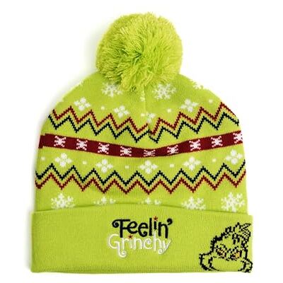 United Grinch Gorro de inverno com pompom Feelin Grinchy, verde, gorro de malha para homem e mulher, gorro de pompom, unissexo, gorro de lã, verde, tamanho único, verde, Tamanho único United Grinch Gorro de inverno com pompom Feelin Grinchy, verde, gorro de malha para homem e mulher, gorro de pompom, unissexo, gorro de lã, verde, tamanho único, verde, Tamanho único