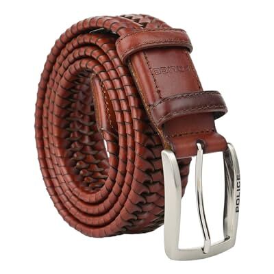 Police Cinto Trançado Elástico para Homem, de Pele Genuína, Confortável e Ajustável, 3,5 cm de Largura, Inclui Caixa de Presente Police Cinto Trançado Elástico para Homem, de Pele Genuína, Confortável e Ajustável, 3,5 cm de Largura, Inclui Caixa de Presente