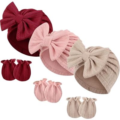 DRESHOW Chapéus e bonés e luvas para bebé recém-nascido bebé beanie chapéu para bebés meninas meninos gorros 0-6 meses DRESHOW Chapéus e bonés e luvas para bebé recém-nascido bebé beanie chapéu para bebés meninas meninos gorros 0-6 meses