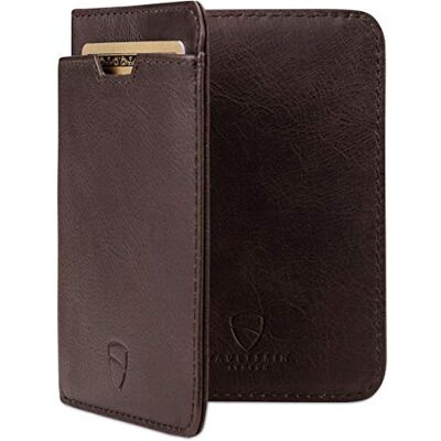 Vaultskin City Carteira Bifold de pele para homem com RFID, castanho Design fino, para notas Euro/GBP, 9 cartões e dinheiro, não é adequado para dólares EUA. EUA Vaultskin City Carteira Bifold de pele para homem com RFID, castanho Design fino, para notas Euro/GBP, 9 cartões e dinheiro, não é adequado para dólares EUA. EUA