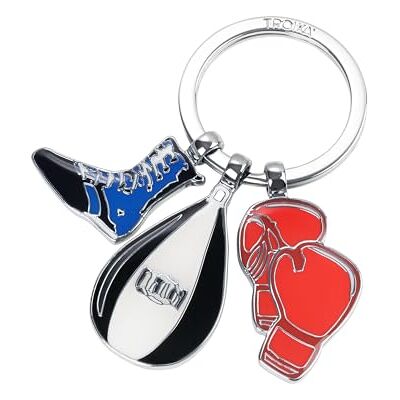 TROIKA Porta-chaves saco de boxe luvas de boxe e sapatos de boxe BOXEO porta-chaves desportivo estilo ginásio, metal fundido, esmalte autêntico incl. Porta-chaves cromado original TROIKA Porta-chaves saco de boxe luvas de boxe e sapatos de boxe BOXEO porta-chaves desportivo estilo ginásio, metal fundido, esmalte autêntico incl. Porta-chaves cromado original