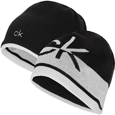 Calvin Homem CK Logo Reversível Chapéu de Malha com Listras Calvin Homem CK Logo Reversível Chapéu de Malha com Listras