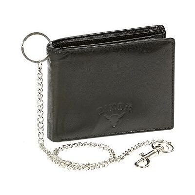LEAS Biker Carteira Trucker motociclista porta-moedas com corrente de crómio para cavalheiros e senhoras Biker, pele autêntica, preto, Preto, Clássico LEAS Biker Carteira Trucker motociclista porta-moedas com corrente de crómio para cavalheiros e senhoras Biker, pele autêntica, preto, Preto, Clássico
