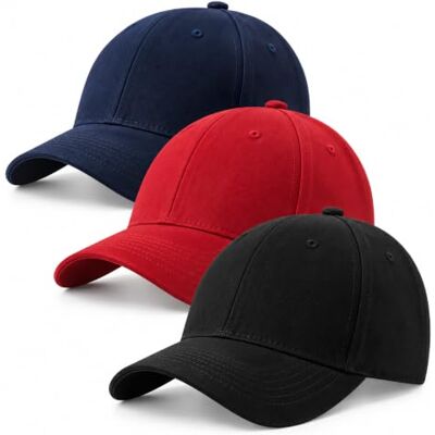 4sold Pacote de 3 bonés de beisebol para homens e mulheres, 100% algodão, boné de beisebol desportivo, casual, liso, chapéu de sol, chapéus de latão, estilo polo clássico 4sold Pacote de 3 bonés de beisebol para homens e mulheres, 100% algodão, boné de beisebol desportivo, casual, liso, chapéu de sol, chapéus de latão, estilo polo clássico