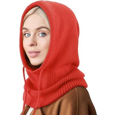 DRESHOW Chapéus de inverno para mulheres balaclava de malha Beanie Skull Cap com cordão quente chapéu com capuz cachecol DRESHOW Chapéus de inverno para mulheres balaclava de malha Beanie Skull Cap com cordão quente chapéu com capuz cachecol