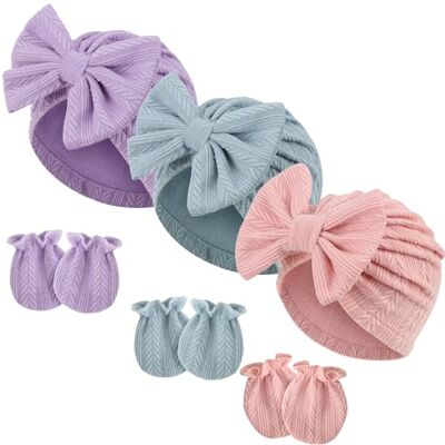 DRESHOW Chapéus e bonés e luvas para bebé recém-nascido bebé beanie chapéu para bebés meninas meninos gorros 0-6 meses DRESHOW Chapéus e bonés e luvas para bebé recém-nascido bebé beanie chapéu para bebés meninas meninos gorros 0-6 meses