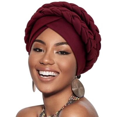 DRESHOW Turbante africano para mulheres duplo pré-atado entrançado invólucro de cabeça chapéus moda boné de Dormi gorro cancro de quimio DRESHOW Turbante africano para mulheres duplo pré-atado entrançado invólucro de cabeça chapéus moda boné de Dormi gorro cancro de quimio