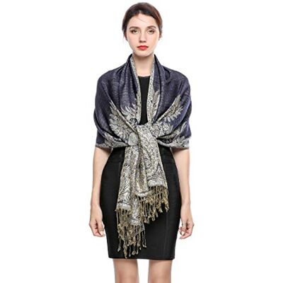EASE LEAP Cachecol estampado elegante para mulher luxuoso xaile quente com borla suave Pashmina estilo paisley étnico uso no outono inverno 200 * 70 cm EASE LEAP Cachecol estampado elegante para mulher luxuoso xaile quente com borla suave Pashmina estilo paisley étnico uso no outono inverno 200 * 70 cm