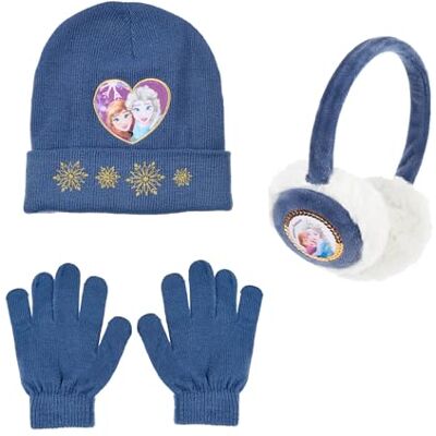 Disney Frozen Gorro luvas e orelhas para meninas, design brilhante gorro de inverno infantil, presente para meninas Disney Frozen Gorro luvas e orelhas para meninas, design brilhante gorro de inverno infantil, presente para meninas
