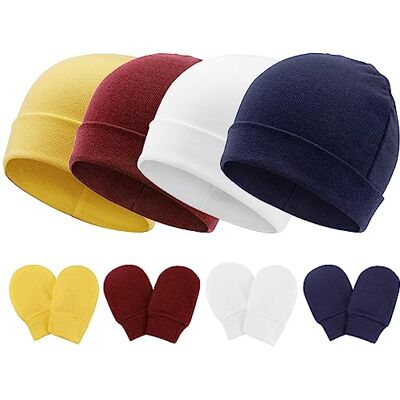DRESHOW Bebé gorro e luvas para bebé recém-nascido bebé beanie chapéu para bebés crianças gorros DRESHOW Bebé gorro e luvas para bebé recém-nascido bebé beanie chapéu para bebés crianças gorros