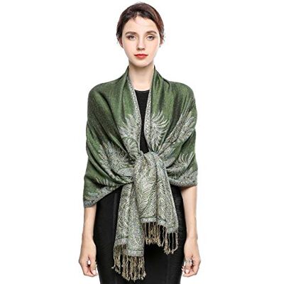 EASE LEAP Cachecol estampado elegante para mulher luxuoso xaile quente com borla suave Pashmina estilo paisley étnico uso no outono inverno 200 * 70 cm EASE LEAP Cachecol estampado elegante para mulher luxuoso xaile quente com borla suave Pashmina estilo paisley étnico uso no outono inverno 200 * 70 cm