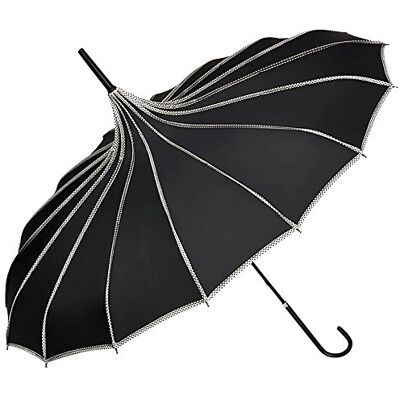 VON LILIENFELD Chapéu de Chuva Grande de Qualidade Longo Sombrinha Nupcial de Casamento para Mulher Pagoda Justine Preto VON LILIENFELD Chapéu de Chuva Grande de Qualidade Longo Sombrinha Nupcial de Casamento para Mulher Pagoda Justine Preto