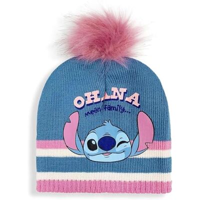 Disney Stitch Boné para menina, gorro de inverno para meninas, boné Stitch, gorro Pom Pom, acessórios de inverno infantil, multicolorido Disney Stitch Boné para menina, gorro de inverno para meninas, boné Stitch, gorro Pom Pom, acessórios de inverno infantil, multicolorido