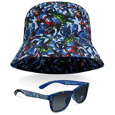Marvel Gorro pescador criança Spiderman Avengers conjunto Bucket Hat chapéu pescador e óculos de sol crianças UV 400 boné proteção solar praia verão tamanho único Marvel Gorro pescador criança Spiderman Avengers conjunto Bucket Hat chapéu pescador e óculos de sol crianças UV 400 boné proteção solar praia verão tamanho único