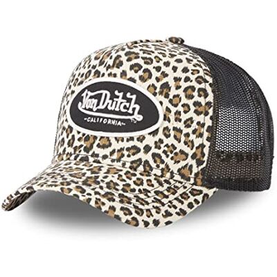 Von Dutch Boné com design de leopardo, bege e preto Von Dutch Boné com design de leopardo, bege e preto