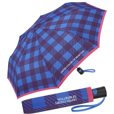 United Benetton Guarda-chuva de bolso, tamanho mini, automático, com bolinhas United Benetton Guarda-chuva de bolso, tamanho mini, automático, com bolinhas