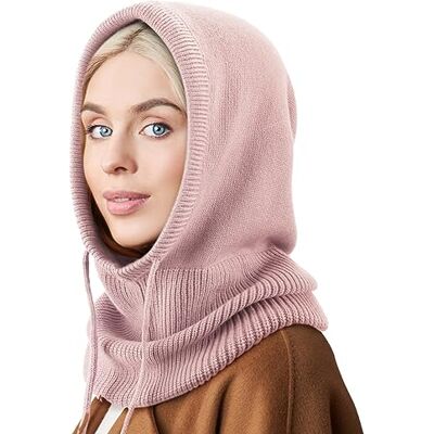 DRESHOW Chapéus de inverno para mulheres balaclava de malha Beanie Skull Cap com cordão quente chapéu com capuz cachecol DRESHOW Chapéus de inverno para mulheres balaclava de malha Beanie Skull Cap com cordão quente chapéu com capuz cachecol