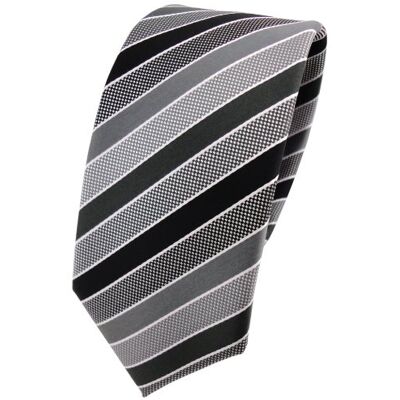 TigerTie Gravata estreita antracite preto cinzento prata riscas Tie TigerTie Gravata estreita antracite preto cinzento prata riscas Tie