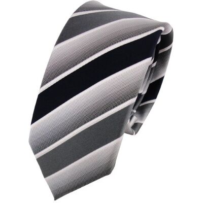 TigerTie gravata estreita azul escuro cinzento branco riscas TigerTie gravata estreita azul escuro cinzento branco riscas