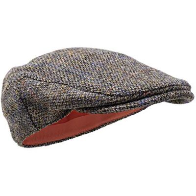 Scott Boné plano Nevis 100% lã tecida à mão Harris Tweed resistente à água Scott Boné plano Nevis 100% lã tecida à mão Harris Tweed resistente à água