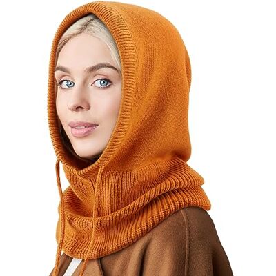 DRESHOW Chapéus de inverno para mulheres balaclava de malha Beanie Skull Cap com cordão quente chapéu com capuz cachecol DRESHOW Chapéus de inverno para mulheres balaclava de malha Beanie Skull Cap com cordão quente chapéu com capuz cachecol