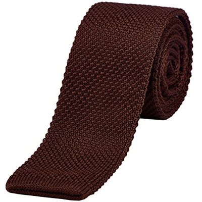 DonDon Gravata de malha estreita de cor castanho DonDon Gravata de malha estreita de cor castanho
