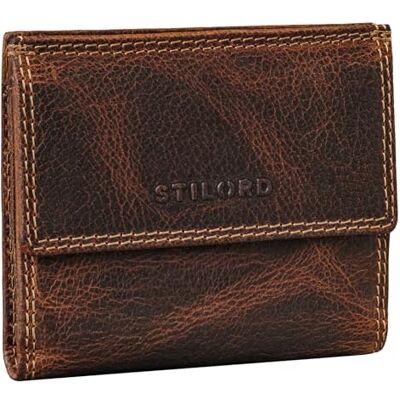 STILORD 'Monew' Carteira pequena couro com RFID carteira mulher mini porta-cartões homem carteira vintage com bolso porta-moedas e estojo de presente, Luino castanho, S, Porta-moedas STILORD 'Monew' Carteira pequena couro com RFID carteira mulher mini porta-cartões homem carteira vintage com bolso porta-moedas e estojo de presente, Luino castanho, S, Porta-moedas