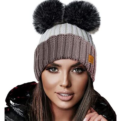 4sold Miki Hat mulher chapéu gorro tecido feito de malha das lã do inverno chapéu das meninas com o duplo Pom Cap Ski Snowboard Bobble 4sold Miki Hat mulher chapéu gorro tecido feito de malha das lã do inverno chapéu das meninas com o duplo Pom Cap Ski Snowboard Bobble