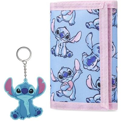 Disney Carteiras infantis conjunto carteira menina e porta-chaves porta-moedas Stitch Frozen presentes originais para meninas (azul Stitch) Disney Carteiras infantis conjunto carteira menina e porta-chaves porta-moedas Stitch Frozen presentes originais para meninas (azul Stitch)