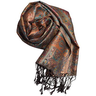 ufash Pashmina cachecol 100 % seda indiano para homens e mulheres, padrão caxemira/paisley, 160 x 35 cm lenço de seda pura muitos desenhos diferentes ufash Pashmina cachecol 100 % seda indiano para homens e mulheres, padrão caxemira/paisley, 160 x 35 cm lenço de seda pura muitos desenhos diferentes