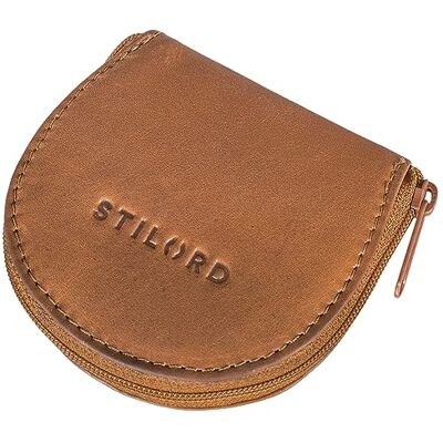 STILORD "" Mini Porta-moedas de Couro Carteira Pequena para Mulher e Homem, Vintage, Organizador de Chaves, Carteira com Fecho de Corrente, Porta-moedas, Carteira de Pele Autêntica, Cognaque STILORD "" Mini Porta-moedas de Couro Carteira Pequena para Mulher e Homem, Vintage, Organizador de Chaves, Carteira com Fecho de Corrente, Porta-moedas, Carteira de Pele Autêntica, Cognaque