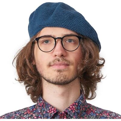 CHARM Gorro de malha Tam para mulher e boina para homem, gorro de croché 100 % algodão, boina francesa feita à mão para o verão e inverno CHARM Gorro de malha Tam para mulher e boina para homem, gorro de croché 100 % algodão, boina francesa feita à mão para o verão e inverno