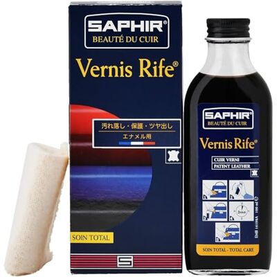SAPHIR Vernis Rife 100 ml, produto para verniz que limpa, neutro e protege, evita rachaduras e traz brilho intenso, elimina as pegadas, preto SAPHIR Vernis Rife 100 ml, produto para verniz que limpa, neutro e protege, evita rachaduras e traz brilho intenso, elimina as pegadas, preto