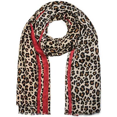 styleBREAKER Xale de mulher com motivo de leopardo, riscas coloridas e franjas, xaile de inverno, estola, lenço 50% fibras naturales y algodón, 92x180 cm XXL, adaptable como estola, acabados finos. styleBREAKER Xale de mulher com motivo de leopardo, riscas coloridas e franjas, xaile de inverno, estola, lenço 50% fibras naturales y algodón, 92x180 cm XXL, adaptable como estola, acabados finos.