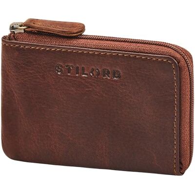 STILORD Elegante mala de couro para chaves mini bolso para moedas para mulher e homem porta chaves de bolso carteira pequena para dinheiro em chaves cor: Kara Cognac STILORD Elegante mala de couro para chaves mini bolso para moedas para mulher e homem porta chaves de bolso carteira pequena para dinheiro em chaves cor: Kara Cognac