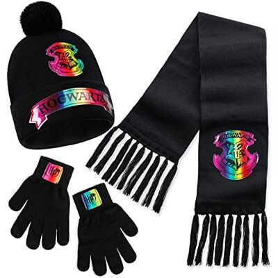 HARRY POTTER Gorro cachecol e luvas menina 7-14 anos, conjunto de inverno 3 peças, presente para meninas adolescentes HARRY POTTER Gorro cachecol e luvas menina 7-14 anos, conjunto de inverno 3 peças, presente para meninas adolescentes