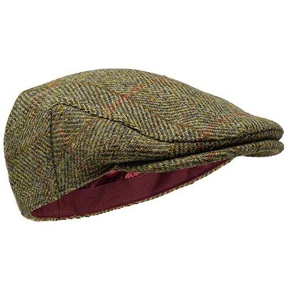 Scott Boné plano Nevis 100% lã tecida à mão Harris Tweed resistente à água Scott Boné plano Nevis 100% lã tecida à mão Harris Tweed resistente à água