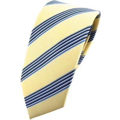 TigerTie Gravata estreita amarelo pálido azul preto prata riscas TigerTie Gravata estreita amarelo pálido azul preto prata riscas
