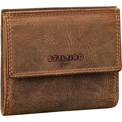 STILORD 'Monew' Carteira pequena couro com RFID carteira mulher mini porta-cartões homem carteira vintage com bolso porta-moedas e estojo de presente, cor: Bergamo castanho STILORD 'Monew' Carteira pequena couro com RFID carteira mulher mini porta-cartões homem carteira vintage com bolso porta-moedas e estojo de presente, cor: Bergamo castanho