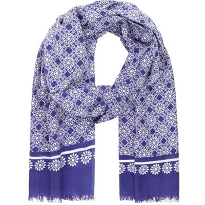 Lindenmann Cachecol masculino azul cachecol fino 100% algodão, azul, tamanho único Lindenmann Cachecol masculino azul cachecol fino 100% algodão, azul, tamanho único
