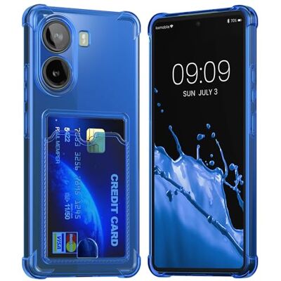 kwmobile Capa compatível com Xiaomi Poco X7 Pro 5G, capa transparente com porta-cartões capa com carteira com espaço para cartões azul kwmobile Capa compatível com Xiaomi Poco X7 Pro 5G, capa transparente com porta-cartões capa com carteira com espaço para cartões azul