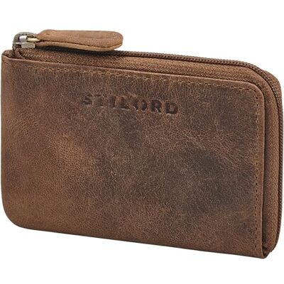 STILORD Elegante mala de couro para chaves mini bolso para moedas para mulher e homem porta chaves de bolso carteira pequena para dinheiro em chaves cor: castanho médio STILORD Elegante mala de couro para chaves mini bolso para moedas para mulher e homem porta chaves de bolso carteira pequena para dinheiro em chaves cor: castanho médio