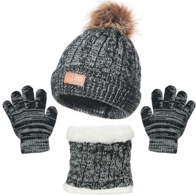 YRPACFB Conjunto de acessórios de inverno conjunto de 3 peças para crianças, conjunto de cachecol chapéu e gorro para criança, gorros com pompon lã criança calcinha pescoço polar e luvas de malha quentes para YRPACFB Conjunto de acessórios de inverno conjunto de 3 peças para crianças, conjunto de cachecol chapéu e gorro para criança, gorros com pompon lã criança calcinha pescoço polar e luvas de malha quentes para