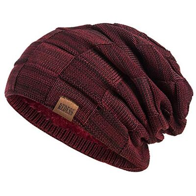 REDESS Gorro homens e mulheres, gorros quentes de inverno, gorro de caveira de malha grossa REDESS Gorro homens e mulheres, gorros quentes de inverno, gorro de caveira de malha grossa