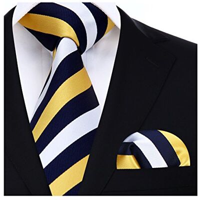 HISDERN Gravata listrada banquete de casamento conjunto de gravata e bolso para homem, Talla única HISDERN Gravata listrada banquete de casamento conjunto de gravata e bolso para homem, Talla única