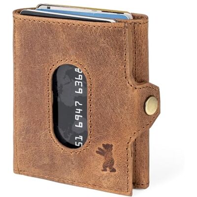 Berliner Bags Hamburg Mini carteira de couro para homem com porta-moedas Carteira de couro castanha 8 cartões carteira com fecho de correr correia mão suporte caneta estilo vintage proteção Nfc Berliner Bags Hamburg Mini carteira de couro para homem com porta-moedas Carteira de couro castanha 8 cartões carteira com fecho de correr correia mão suporte caneta estilo vintage proteção Nfc