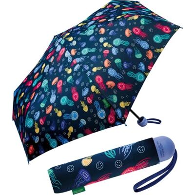 United Benetton Super Mini Guarda-chuva de bolso para crianças com abridor de mão, design de jellyfish United Benetton Super Mini Guarda-chuva de bolso para crianças com abridor de mão, design de jellyfish