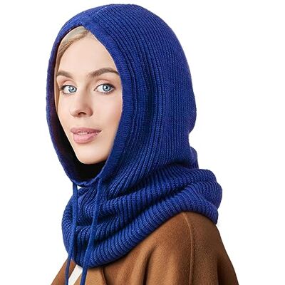 DRESHOW Chapéus de inverno para mulheres balaclava de malha Beanie Skull Cap com cordão quente chapéu com capuz cachecol DRESHOW Chapéus de inverno para mulheres balaclava de malha Beanie Skull Cap com cordão quente chapéu com capuz cachecol