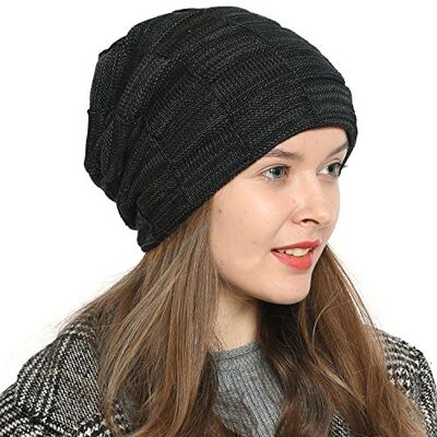 DonDon Gorro mulher gorro inverno gorro de malha Slouch Beanie com forro polar interior DonDon Gorro mulher gorro inverno gorro de malha Slouch Beanie com forro polar interior