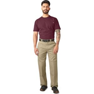 Dickies Calças de trabalho com ajuste solto e dobra dupla no joelho Calças casuais de negócios para homem, Dióspiro, 34 W/34 L Dickies Calças de trabalho com ajuste solto e dobra dupla no joelho Calças casuais de negócios para homem, Dióspiro, 34 W/34 L